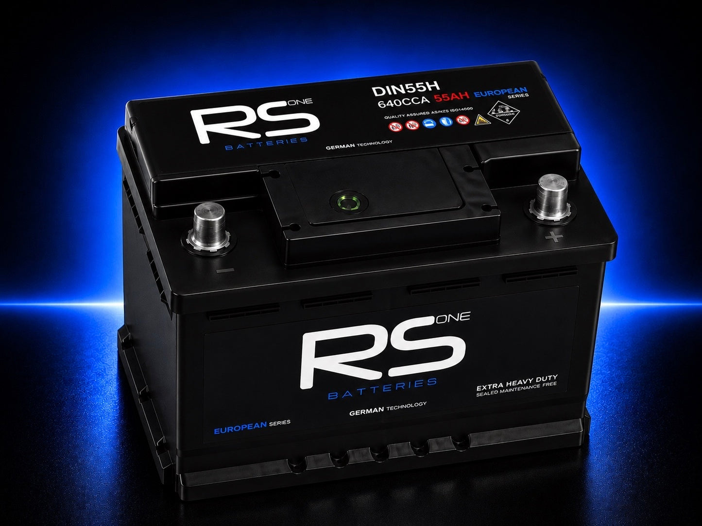 RS ONE DIN55H European Series Starting Battery – 640CCA 55Ah SMF