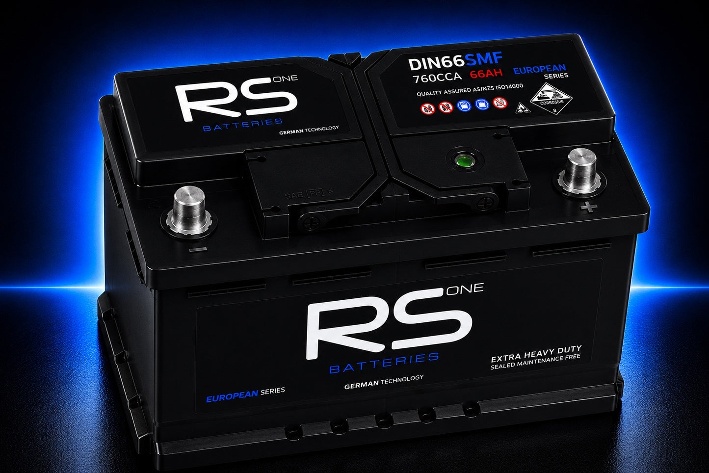 RS ONE DIN66 European Series Starting Battery – 760CCA 66Ah SMF
