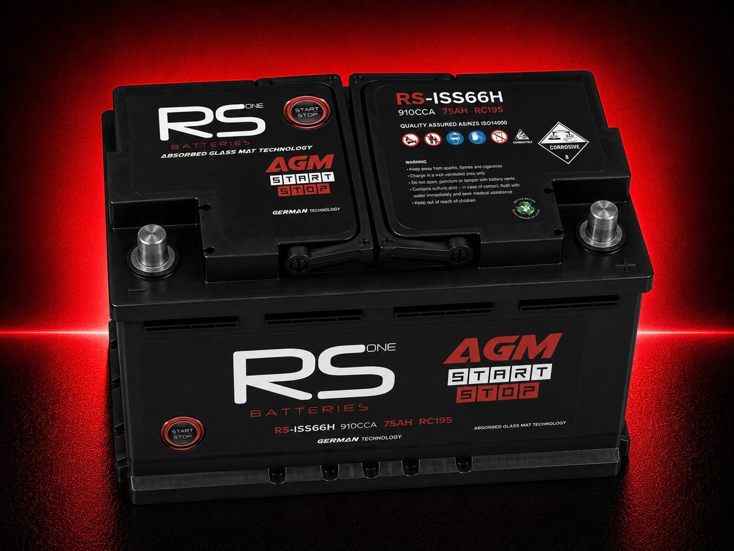 RS ONE RS-ISS66H AGM Series Stop/Start Battery – 910CCA 75Ah AGM